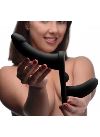 Черный вибрострапон Double Take 10X Double Penetration Vibrating Strap-on Harness - XR Brands - купить с доставкой во Владимире