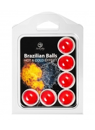 Набор из 6 шариков с массажным маслом Brazilian Balls с охлаждающим и разогревающим эффектом - Secret Play - купить с доставкой во Владимире