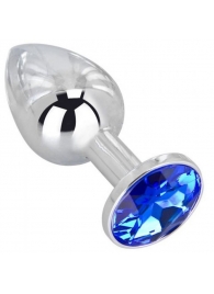 Анальное украшение BUTT PLUG  Small с синим кристаллом - 7 см. - Anal Jewelry Plug - купить с доставкой во Владимире