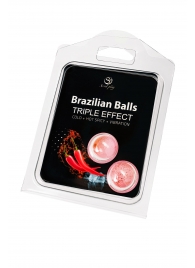 Набор из 2 шариков с массажным маслом Brazilian Balls с тройным эффектом - Secret Play - купить с доставкой во Владимире