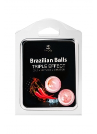 Набор из 2 шариков с массажным маслом Brazilian Balls с тройным эффектом - Secret Play - купить с доставкой во Владимире