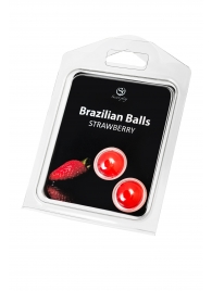 Набор из 2 шариков с массажным маслом Brazilian Balls с ароматом клубники - Secret Play - купить с доставкой во Владимире