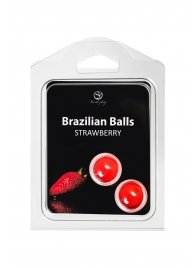 Набор из 2 шариков с массажным маслом Brazilian Balls с ароматом клубники - Secret Play - купить с доставкой во Владимире