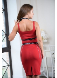 Черно-серебристая портупея-юбка plus size с цепочками - БДСМ Арсенал - купить с доставкой во Владимире