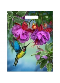 Пакет с принтом в виде колибри в цветах с вырубной ручкой (31х40 см) - Сима-Ленд - купить с доставкой во Владимире