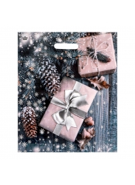 Новогодний пакет с принтом в виде подарков и вырубной ручкой (45х38 см) - Сима-Ленд - купить с доставкой во Владимире