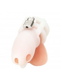 Белая клетка для пениса Silicone Small 2 in Cock Cage With Ball Divider - BlueLine - купить с доставкой во Владимире