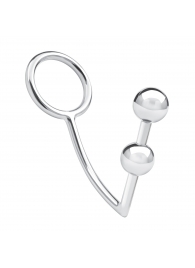 Кольцо на пенис с анальным стимулятором Two Bead Stainless Steel Anal Hook   Cock Ring - BlueLine - во Владимире купить с доставкой