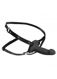 Черный полый страпон с вибрацией 2’’ Erection 28X Smooth Vibrating Silicone Penis Sheath - XR Brands - купить с доставкой во Владимире