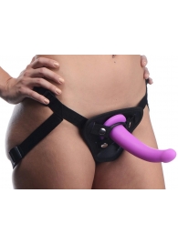 Лиловый поясной страпон Navigator Silicone G-Spot Dildo with Harness - 17,8 см. - XR Brands - купить с доставкой во Владимире