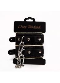 Черные скругленные наручники с мягкой бежевой подкладкой - Crazy Handmade - купить с доставкой во Владимире