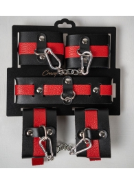 Черно-красный набор фиксаций: наручники, оковы и ошейник - Crazy Handmade - купить с доставкой во Владимире