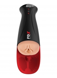 Телесный мастурбатор-вагина в черной колбе с вибрацией Fuck-O-Matic Pro XL - Pipedream - во Владимире купить с доставкой