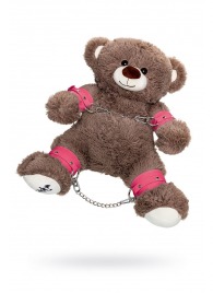Бондажный набор: бурый мишка с розовыми оковами и наручниками - Pecado - купить с доставкой во Владимире