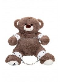 Бондажный набор: бурый мишка с белыми оковами и наручниками - Pecado - купить с доставкой во Владимире