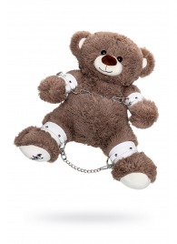 Бондажный набор: бурый мишка с белыми оковами и наручниками - Pecado - купить с доставкой во Владимире