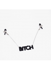 Зажимы на соски с кожаной подвеской Bitch - Crazy Handmade - купить с доставкой во Владимире