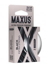 Черные утолщенные презервативы MAXUS Extra Strong с железным кейсом - 3 шт. - Maxus - купить с доставкой во Владимире