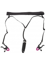 Женские вибростринги с зажимами для половых губ Spreader String with Vibrator - Orion - купить с доставкой во Владимире