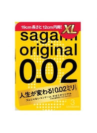 Презервативы увеличенного размера Sagami Original 0.02 XL-size - 3 шт. - Sagami - купить с доставкой во Владимире