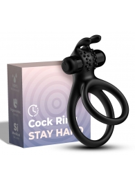 Черное эрекционное виброкольцо с подхватом мошонки Stay Hard - Boys of Toys - во Владимире купить с доставкой