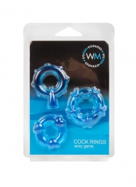 Набор из 3 синих эрекционных колец с различным рельефом - Erowoman-Eroman - во Владимире купить с доставкой