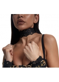 Черный ажурный чокер с золотистой фурнитурой - Crazy Handmade - купить с доставкой во Владимире