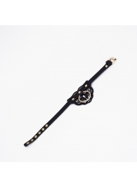 Черный чокер с клепками и золотистой фурнитурой - Crazy Handmade - купить с доставкой во Владимире