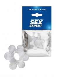 Прозрачное эрекционное кольцо с 6 стимулирующими шариками - Sex Expert - во Владимире купить с доставкой
