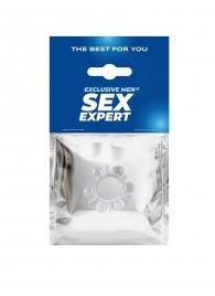 Прозрачное эрекционное кольцо с шариками и шипами - Sex Expert - во Владимире купить с доставкой