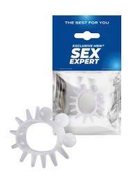 Эластичное эрекционное кольцо с шариками и лучами - Sex Expert - во Владимире купить с доставкой