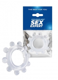 Прозрачное эрекционное кольцо со стимулирующими шариками - Sex Expert - во Владимире купить с доставкой