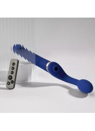 Синий безремневой страпон Multi Orgasm Bendable Strap-On size L с клиторальной стимуляцией - Strap-on-me - купить с доставкой во Владимире