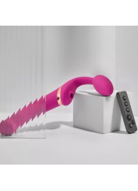 Ярко-розовый безремневой страпон Multi Orgasm Bendable Strap-On size L с клиторальной стимуляцией - Strap-on-me - купить с доставкой во Владимире