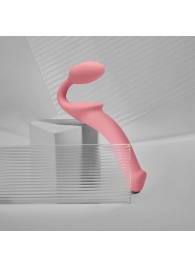 Розовый безремневой страпон Strap-on-me Semi-Realistic Bendable Strap-On size L - Strap-on-me - купить с доставкой во Владимире