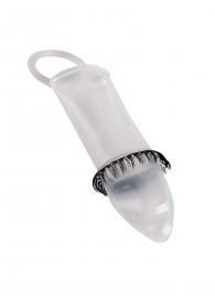 Закрытая насадка на пенис с подхватом мошонки и стимулирующими «ресничками» - Sextaz - во Владимире купить с доставкой