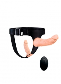 Женский страпон с 2 насадками, вибрацией и пультом ДУ - Erowoman-Eroman - купить с доставкой во Владимире