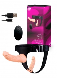 Женский страпон с 2 насадками, вибрацией и пультом ДУ - Erowoman-Eroman - купить с доставкой во Владимире