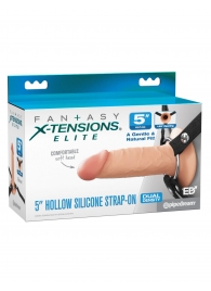 Телесный пустотелый фаллопротез 5’’ Hollow Silicone Strap-On - 14 см. - Pipedream - купить с доставкой во Владимире