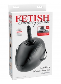 Черный надувной мяч с платформой для фиксации дилдо Body Dock Inflatable Love Ball - Pipedream - купить с доставкой во Владимире
