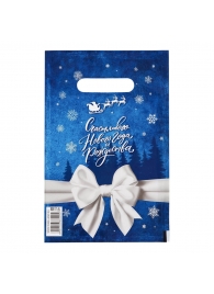 Сине-белый подарочный новогодний пакет с вырубной ручкой (20х30 см) - Сима-Ленд - купить с доставкой во Владимире