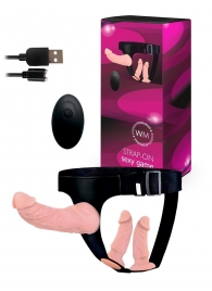 Женский страпон с 3 насадками и вибрацией - Erowoman-Eroman - купить с доставкой во Владимире