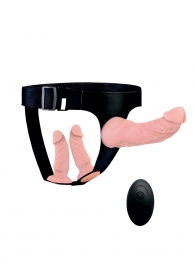 Женский страпон с 3 насадками и вибрацией - Erowoman-Eroman - купить с доставкой во Владимире