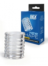 Прозрачная сквозная насадка на пенис с ребрышками - Sex Expert - во Владимире купить с доставкой