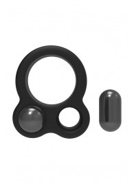 Черное эрекционное кольцо с утяжелителями Cockring Dual Weight - Dream Toys - во Владимире купить с доставкой