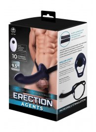 Черный полый страпон с вибрацией Erection Agents - 24,1 см. - NMC - купить с доставкой во Владимире