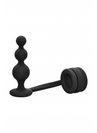 Черное эрекционное кольцо с анальной елочкой Cockring With Beaded Anal Plug - Dream Toys - во Владимире купить с доставкой