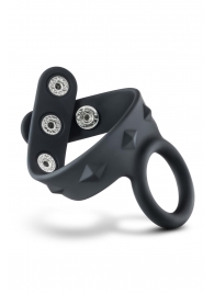 Черное эрекционное кольцо с подхватом мошонки на кнопках VS6 - Blush Novelties - во Владимире купить с доставкой