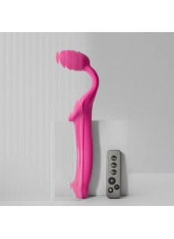 Ярко-розовый безремневой страпон Strap-on-me Vibrating Bendable Strap-On size M - Strap-on-me - купить с доставкой во Владимире