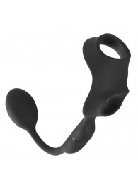Черное виброкольцо с анальной пробкой Cock Ring with RC Butt Plug - Orion - во Владимире купить с доставкой